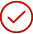 A check mark surrounded by a circle.